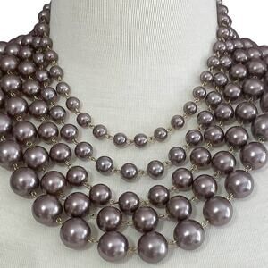 NWT David Aubrey 5 Strand Brown Graduated Beaded Statement Necklace